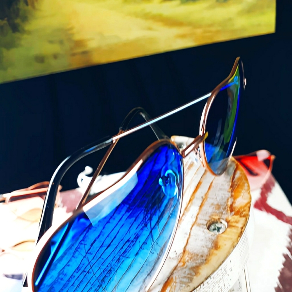 Womens Heart Summer Fashion Midnight Blue Sunglasses